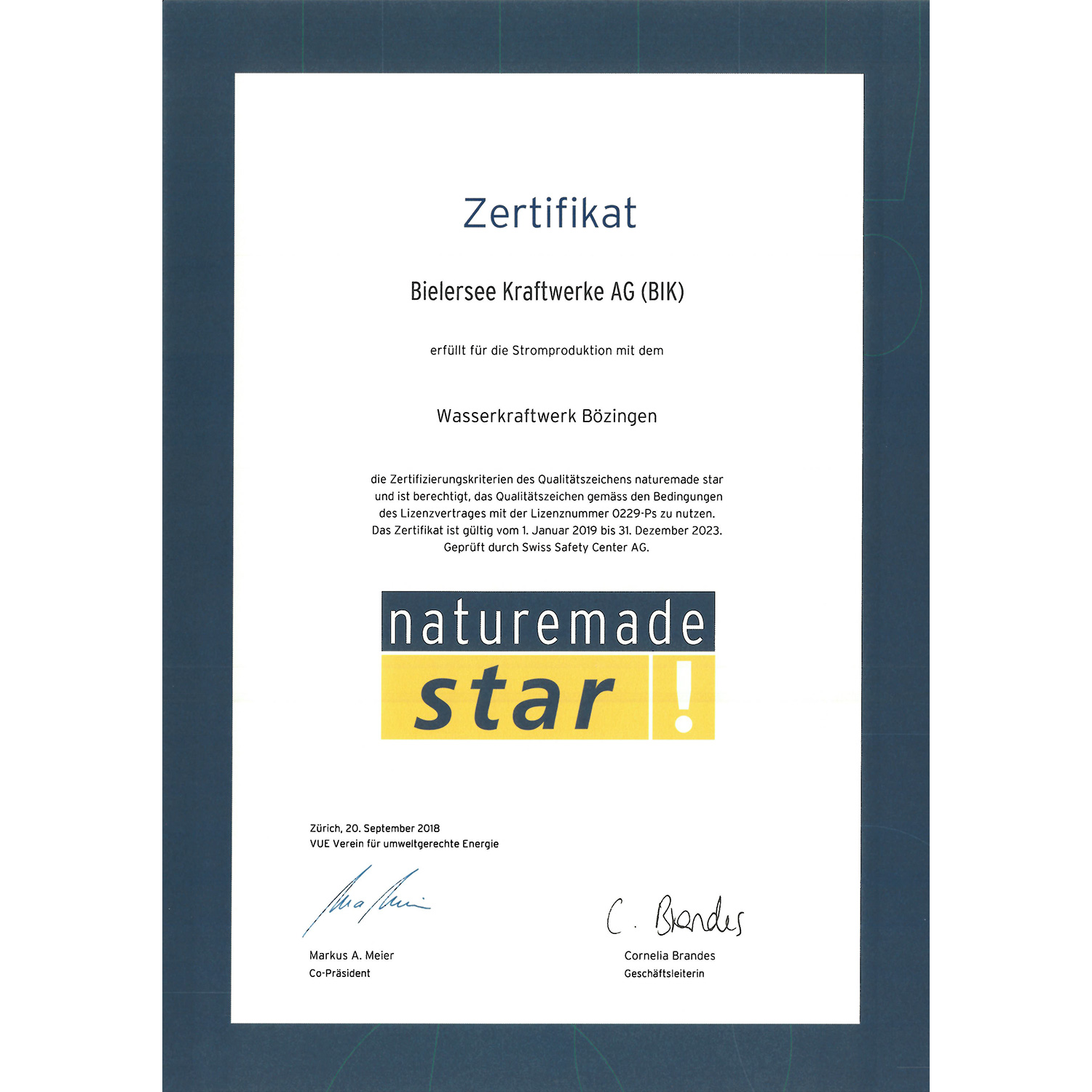 naturemade star Certificat