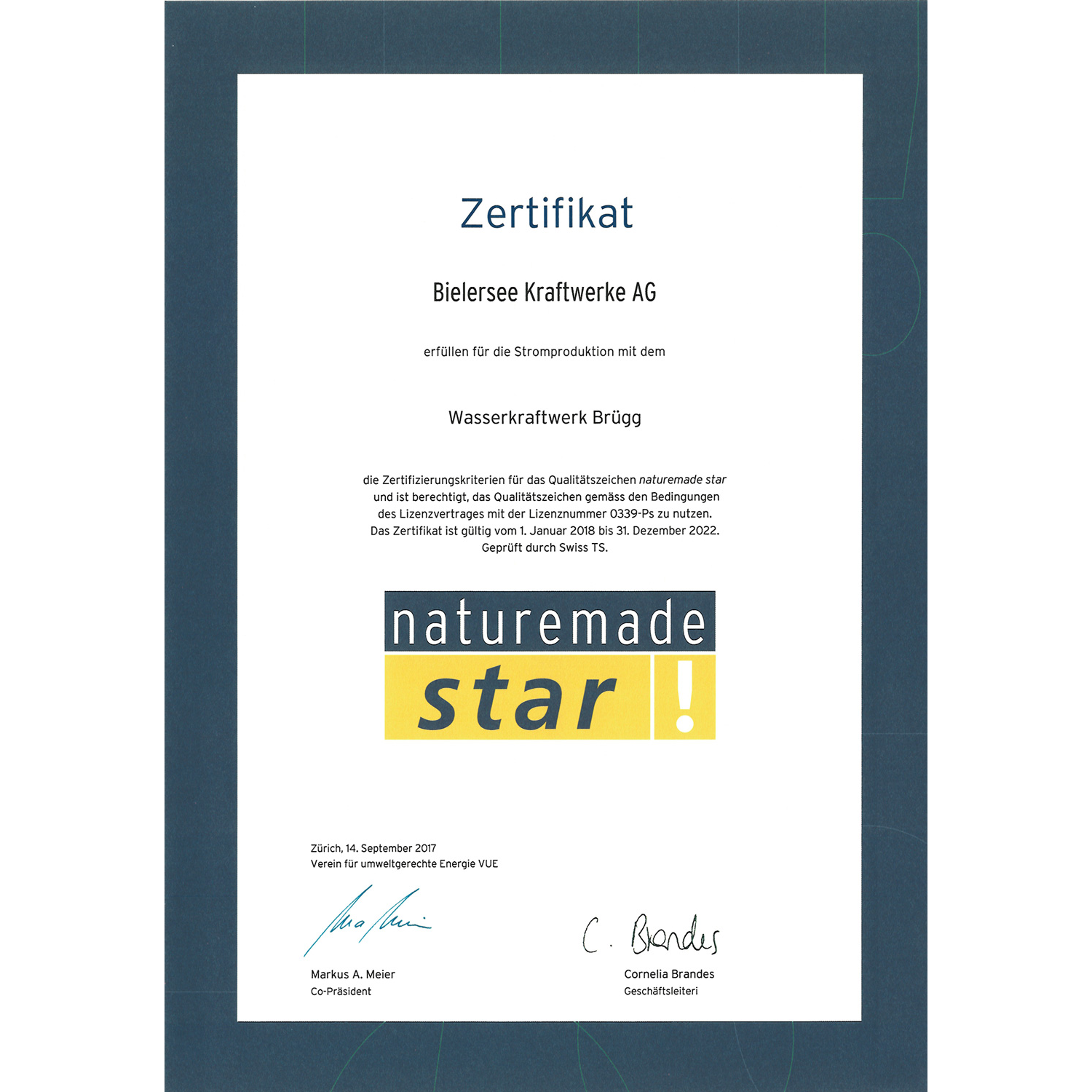 Certificat naturemade star